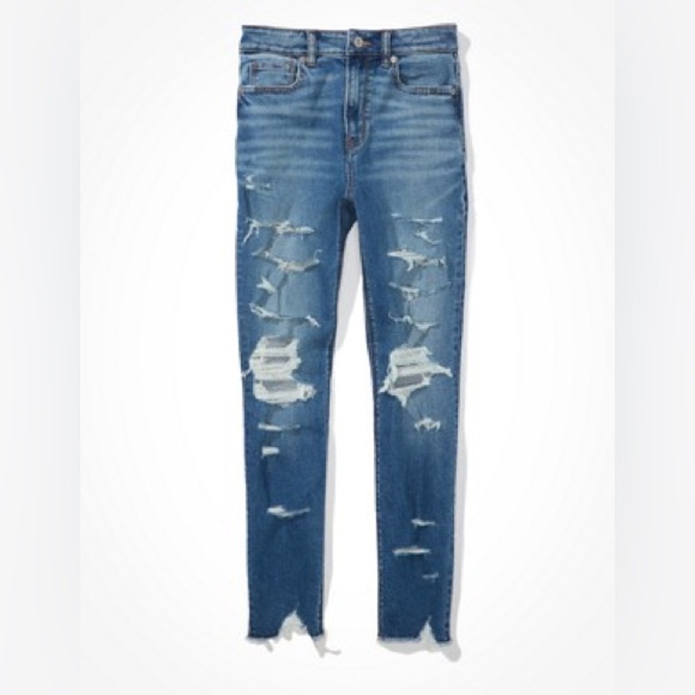 AE Stretch Ripped Mom Jean - size 8 Long